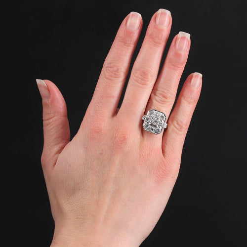 Bague 52 Bague Art déco platine diamants rectangulaire 58 Facettes 22-504