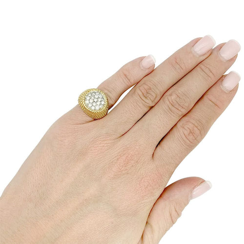 Bague 46 Bague dôme or jaune, platine, diamants. 58 Facettes 31983