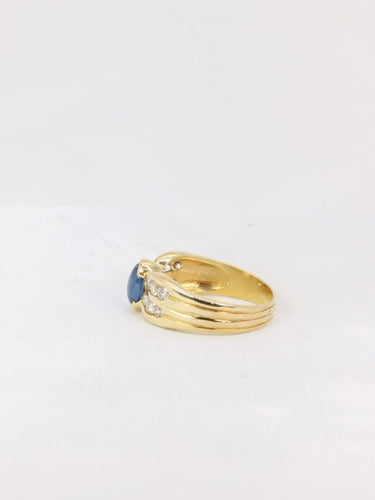 Bague 53 Bague Or jaune Diamants Saphir ovale 58 Facettes J168