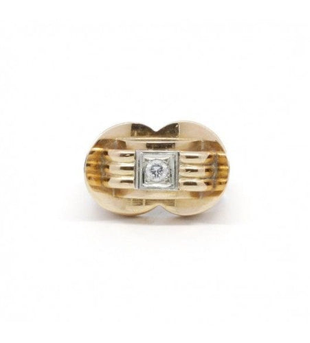 Bague 53 / Jaune / Or 750‰ Bague Tank Or jaune Diamant 58 Facettes 220602R