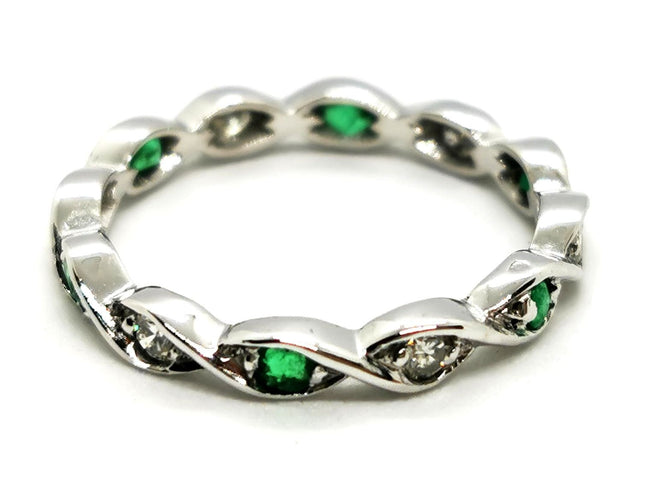 Bague 53 Bague Alliance Or blanc Emeraude 58 Facettes 1732073CN