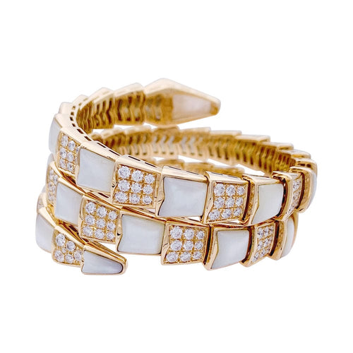 Bracelet Bracelet Bulgari, "Serpenti Viper", or rose, diamants, nacre. 58 Facettes 33142