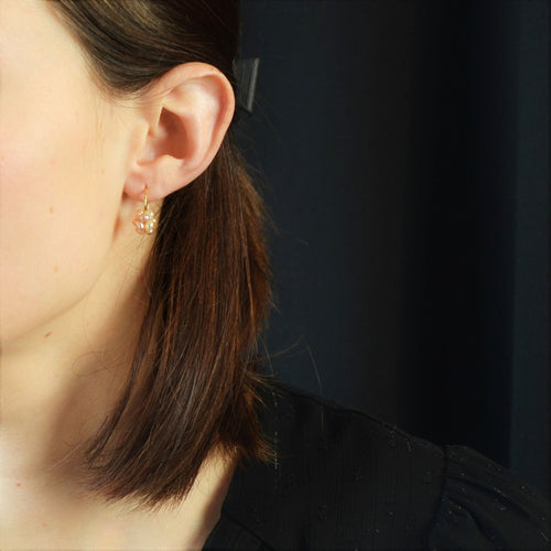 Boucles d'oreilles Petites créoles or jaune et perles rosées 58 Facettes 16-306