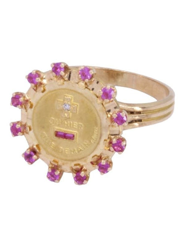 Bague 57 AUGIS - BAGUE MÉDAILLE D'AMOUR SAPHIRS DIAMANT 58 Facettes 075871