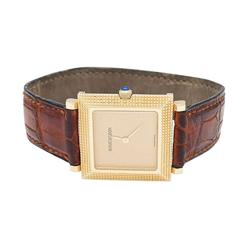 Montre Montre Boucheron, "Pointe de Diamants", or jaune, cuir. 58 Facettes 31358