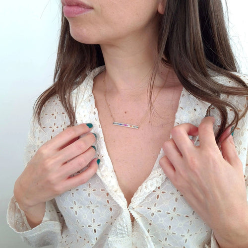 Collier Collier barrette saphirs multi couleur diamants or rose 58 Facettes