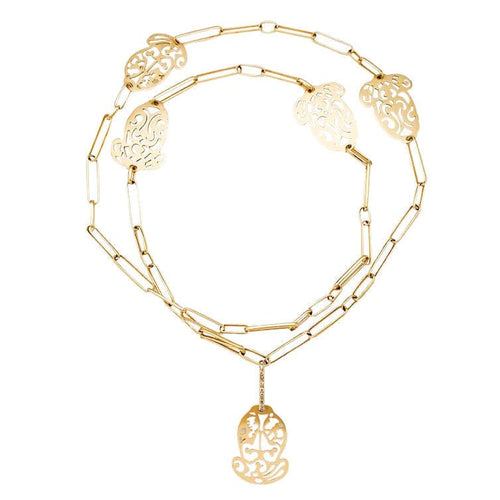 Collier Sautoir Pomellato "Ming", or rose et diamants bruns. 58 Facettes 31403