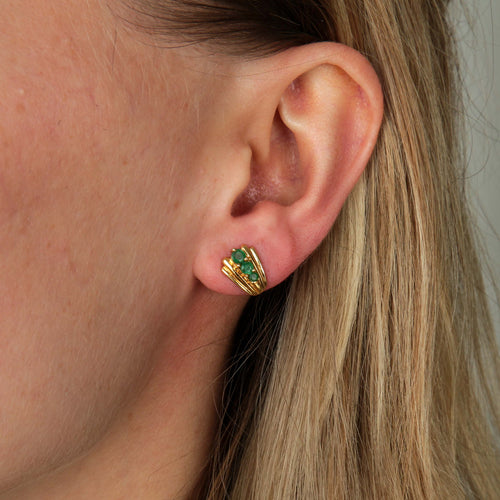 Boucles d'oreilles CLOUS D'OREILLES OR & EMERAUDES 58 Facettes BO/220140