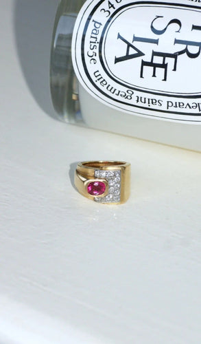 Bague 51 Bague Tank tourmaline rose et diamants 58 Facettes
