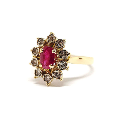 Bague Bague marguerite en Or jaune, rubis & diamants 58 Facettes