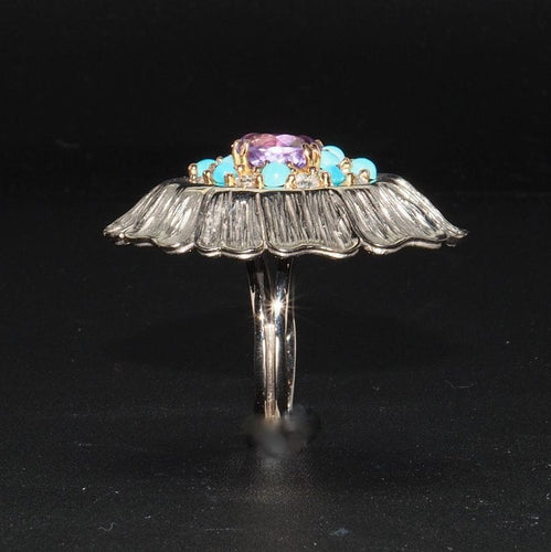 Bague 60 Bague Améthyste Turquoise Diamants 58 Facettes 20762