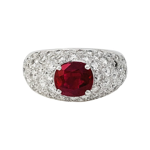 Bague 49 Bague jonc pavage diamant, rubis 1,78 carats. 58 Facettes 30945
