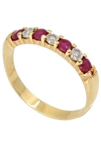 Bague DEMI-ALLIANCE RUBIS ET DIAMANTS 58 Facettes 054131
