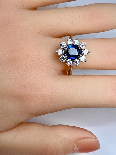 Bague 59 Bague marguerite saphir diamants 58 Facettes AB149