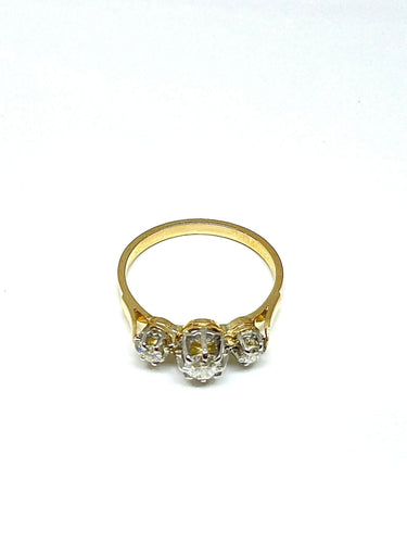 Bague Bague ancienne or jaune et blanc trilogie diamants 58 Facettes