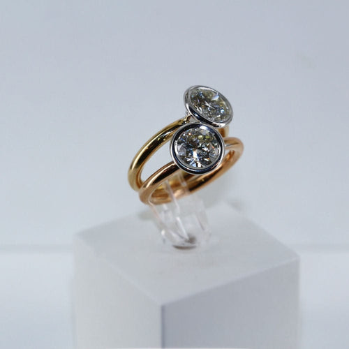 Bague 52 Bague "Toi et Moi"  3 Ors Diamants 58 Facettes