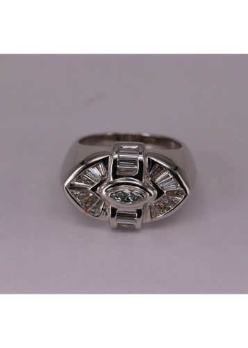 Bague Bague Or blanc et Diamants 58 Facettes RNG0610