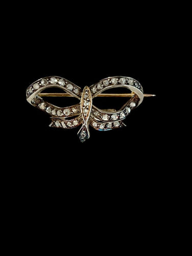 Broche Broche Noeud Or Argent Diamants 58 Facettes
