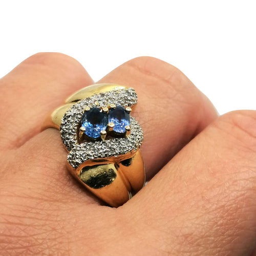 Bague 57 Bague or jaune diamants et saphirs 58 Facettes 3817