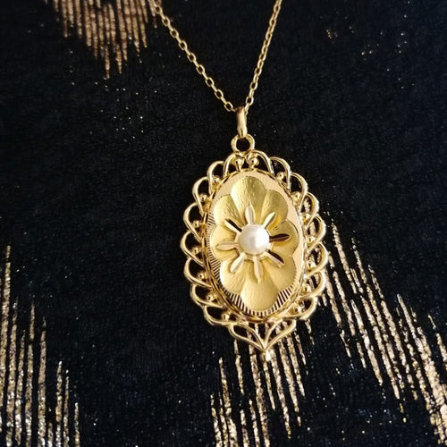 Pendentif PENDENTIF VINTAGE OR JAUNE PERLE FINE 58 Facettes 3873