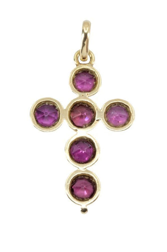 Pendentif CROIX ANCIENNE AMÉTHYSTES 58 Facettes 044641