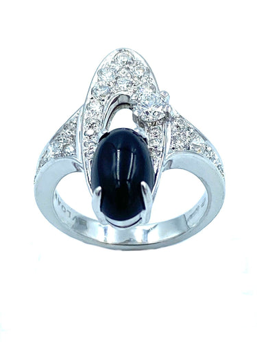 Bague BVLGARI. Bague Elisia or blanc diamants et onyx 58 Facettes