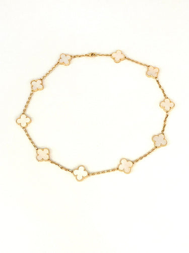 Collier Van Cleef & Arpels. Collier Alhambra Vintage or jaune nacre 58 Facettes