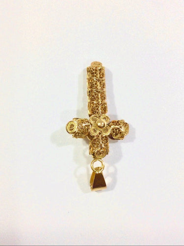 Pendentif Pendentif Croix Filigranée Or Rose 58 Facettes 947613