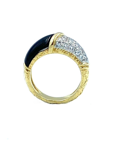 Bague Van Cleef & Arpels. Bague or, platine, onyx et diamants 58 Facettes