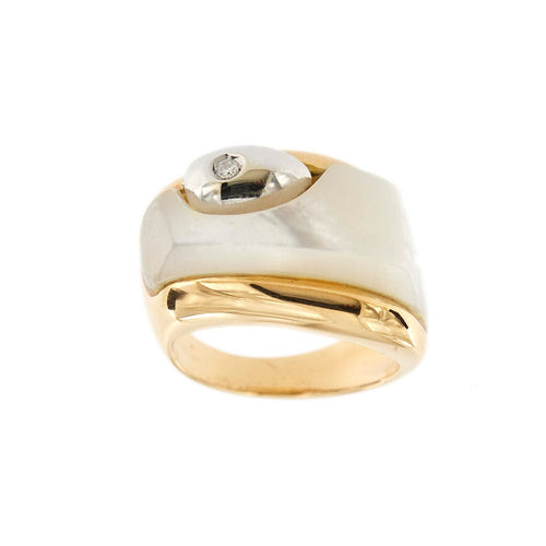 Bague 54 Bague Or blanc et rose Nacre Diamants 58 Facettes 34909