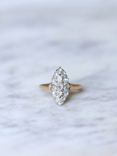 Bague Marquise ancienne diamants or et platine 58 Facettes