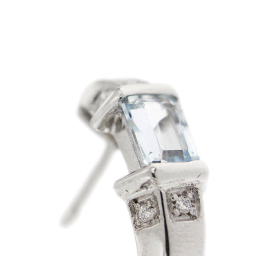 Boucles d'oreilles Boucles d'oreilles créoles diamants et aigues-marines 58 Facettes 19103