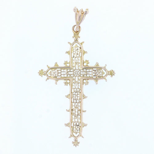 Pendentif Croix ancienne ajourée en or jaune 58 Facettes 19-015B