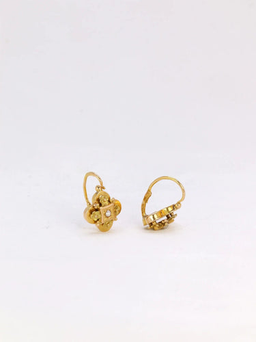 Boucles d'oreilles Dormeuses Napoléon III Or jaune Perle fine 58 Facettes J268