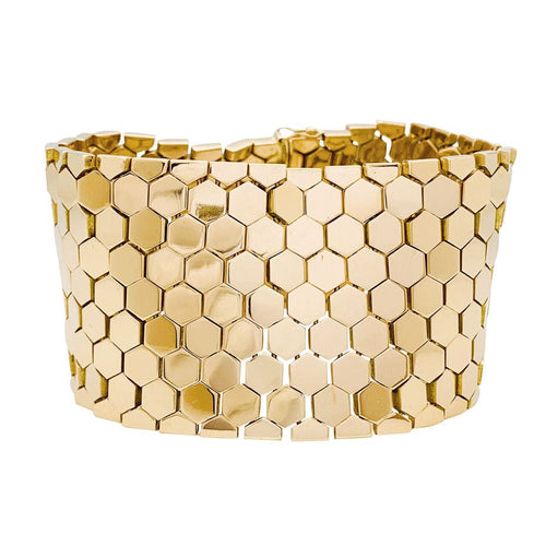 Bracelet Large bracelet motif nid-d'abeilles en or rose. 58 Facettes 31070