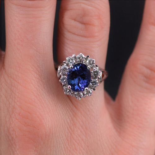 Bague 49 Bague tanzanite diamants or blanc 58 Facettes 22-067