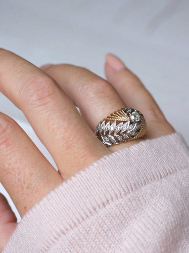 Bague Dôme vintage palmes diamants 58 Facettes