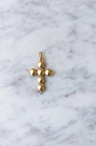 Pendentif Croix ancienne Or et Grenat de Perpignan 58 Facettes