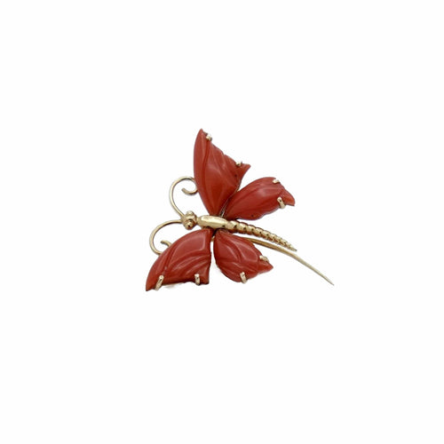 Broche Broche papillon Or jaune Corail 58 Facettes REF23121-143