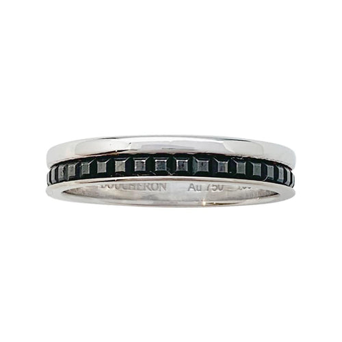 Bague 58 Alliance Boucheron,"Quatre Black Edition", or blanc, PVD noir. 58 Facettes 31583