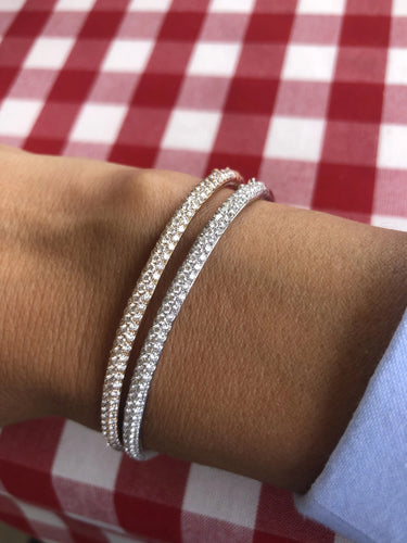 Bracelet Bracelet jonc en or gris serti de 3 lignes de diamant 58 Facettes