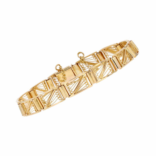 Bracelet Bracelet ancien or jaune maillons filigranés 58 Facettes 22-379A