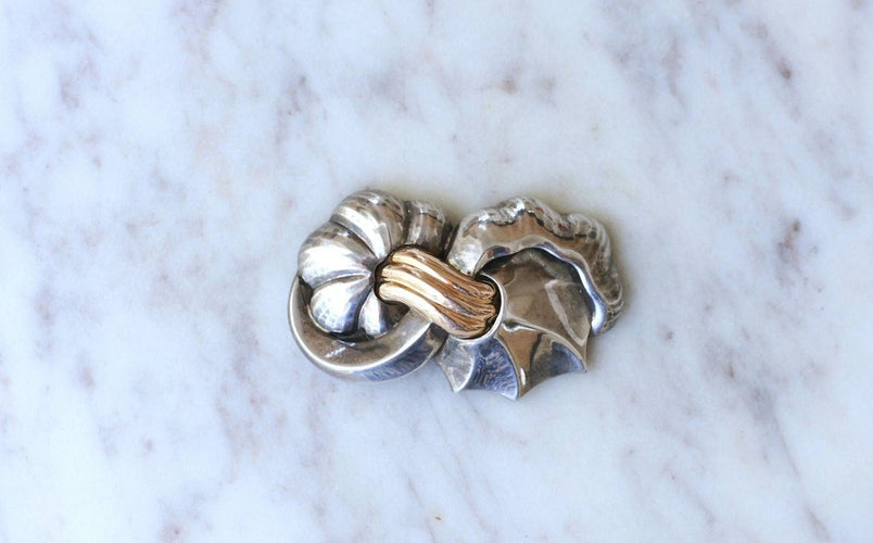 Broche Broche vintage abstraite or rose et argent 58 Facettes