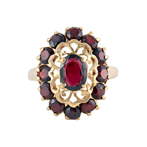 Bague 59 / Grenat / Or Jaune BAGUE « ARABESQUE » OR & GRENAT 58 Facettes BO/220060