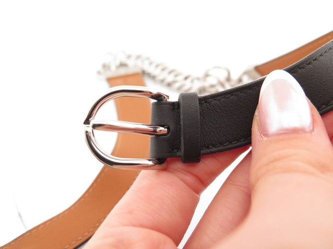 Collier collier HERMES gourmette equestre gm cuir noir 48-50 58 Facettes 255257