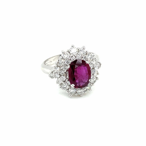Bague Bague en grappe de diamants rubis de 1,94 carat certifiée par le domaine 58 Facettes