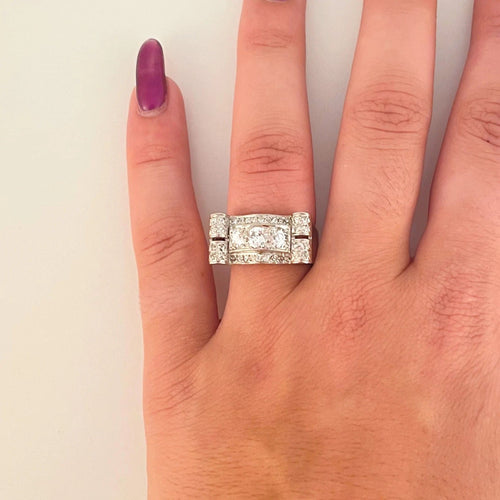 Bague Bague Tank Platine Diamants 58 Facettes 1