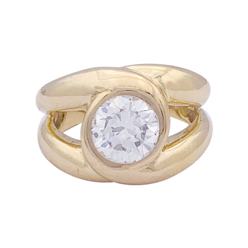 Bague 50 Bague entrelacée or jaune sertie d'un diamant. 58 Facettes 33603