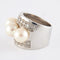 Bague Bague en or gris, diamants, perles 58 Facettes