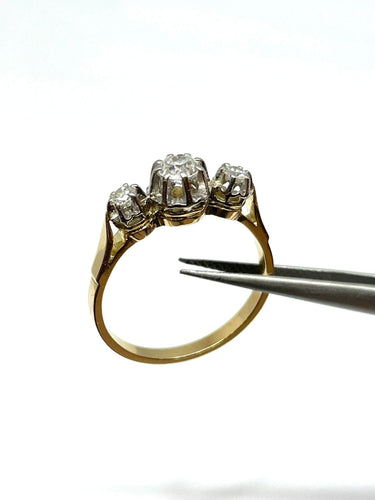 Bague Bague ancienne or jaune et blanc trilogie diamants 58 Facettes